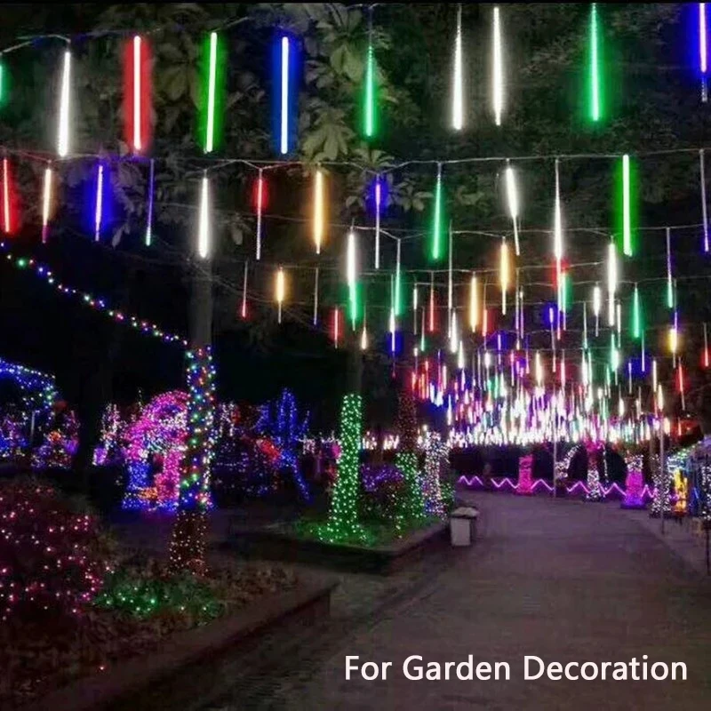 Guirnalda de luces solares para lluvia de meteoritos, luz impermeable para jardín, 8 tubos, árbol de Navidad, fiesta, boda, decoración navideña - Image 3