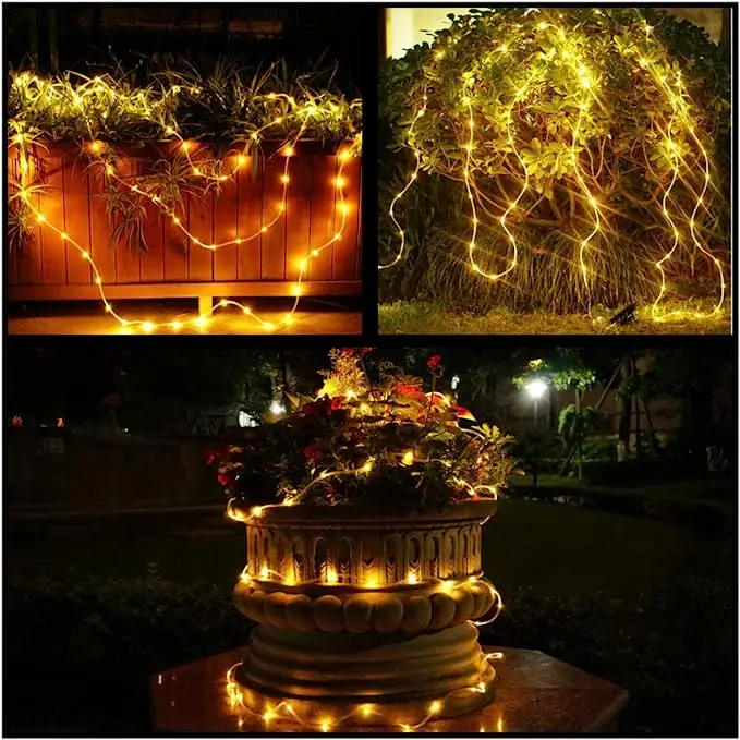 Tira de luces LED solares, tubo de cuerda, guirnalda de luces alimentada por energía Solar, decoración navideña para exteriores, jardín, césped, árbol, valla de patio - Image 15