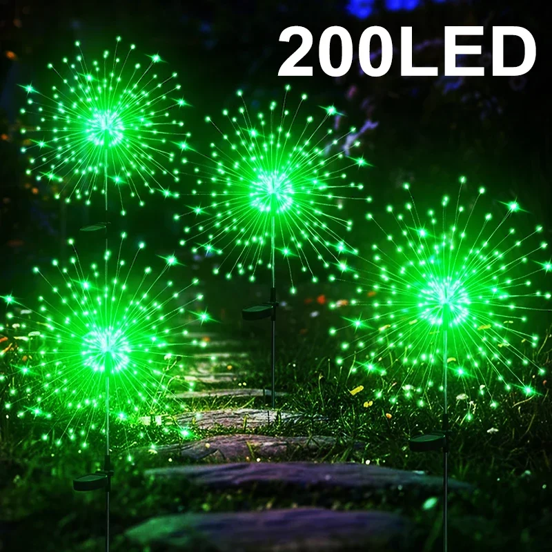 Luces solares de jardín decorativas para exteriores, luz LED de fuegos artificiales de Navidad, resistente al agua para Patio exterior, camino, césped
