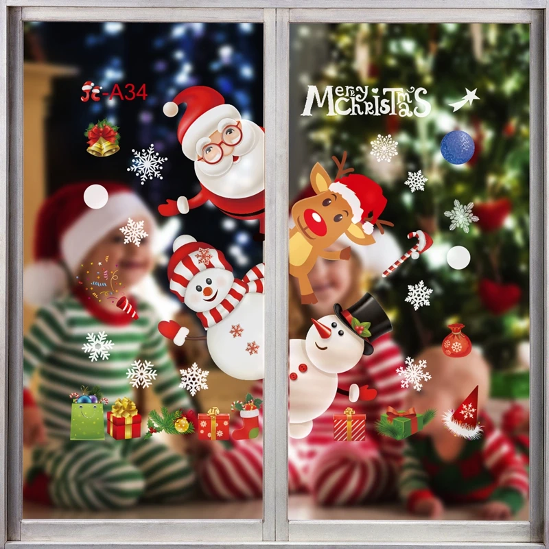 Pegatinas navideñas para ventana, adornos navideños para el hogar, pegatina navideña para pared, decoración de Año Nuevo para habitación de niños 2025, 2026 - Image 55