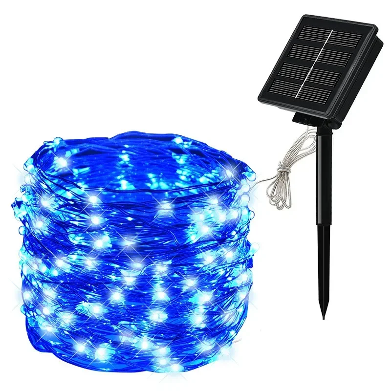 Guirnalda de luces Led solares de 7M/12M/22/32M, adorno para exteriores, guirnalda de luces Led impermeables, decoración de lámpara Solar para jardín y fiesta de Navidad - Image 8