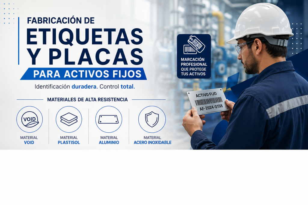 Placas de identificación de activos fijos para inventario