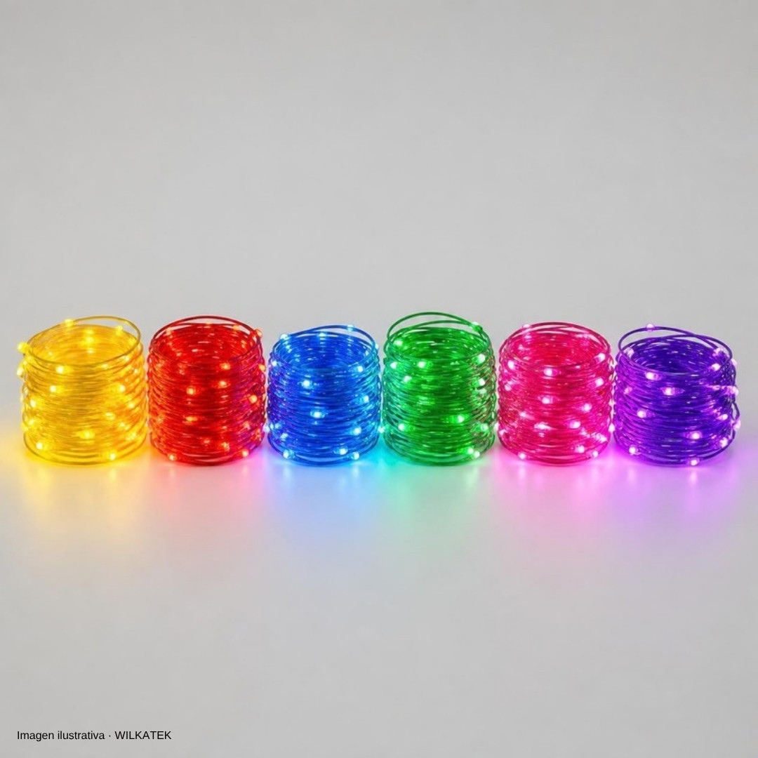 Lineal 100 LED, cable siliconado, Cable del mismo color del bombillo, 8 Metros (Caja x 100 und)