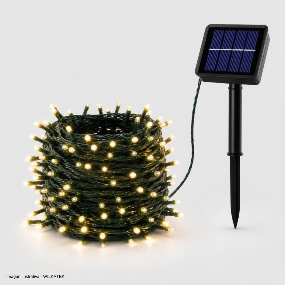 Lineal solar, 1000 LED, cable verde, 100 Metros, 8 funciones, se activa por 6 horas (Caja x 10 und)