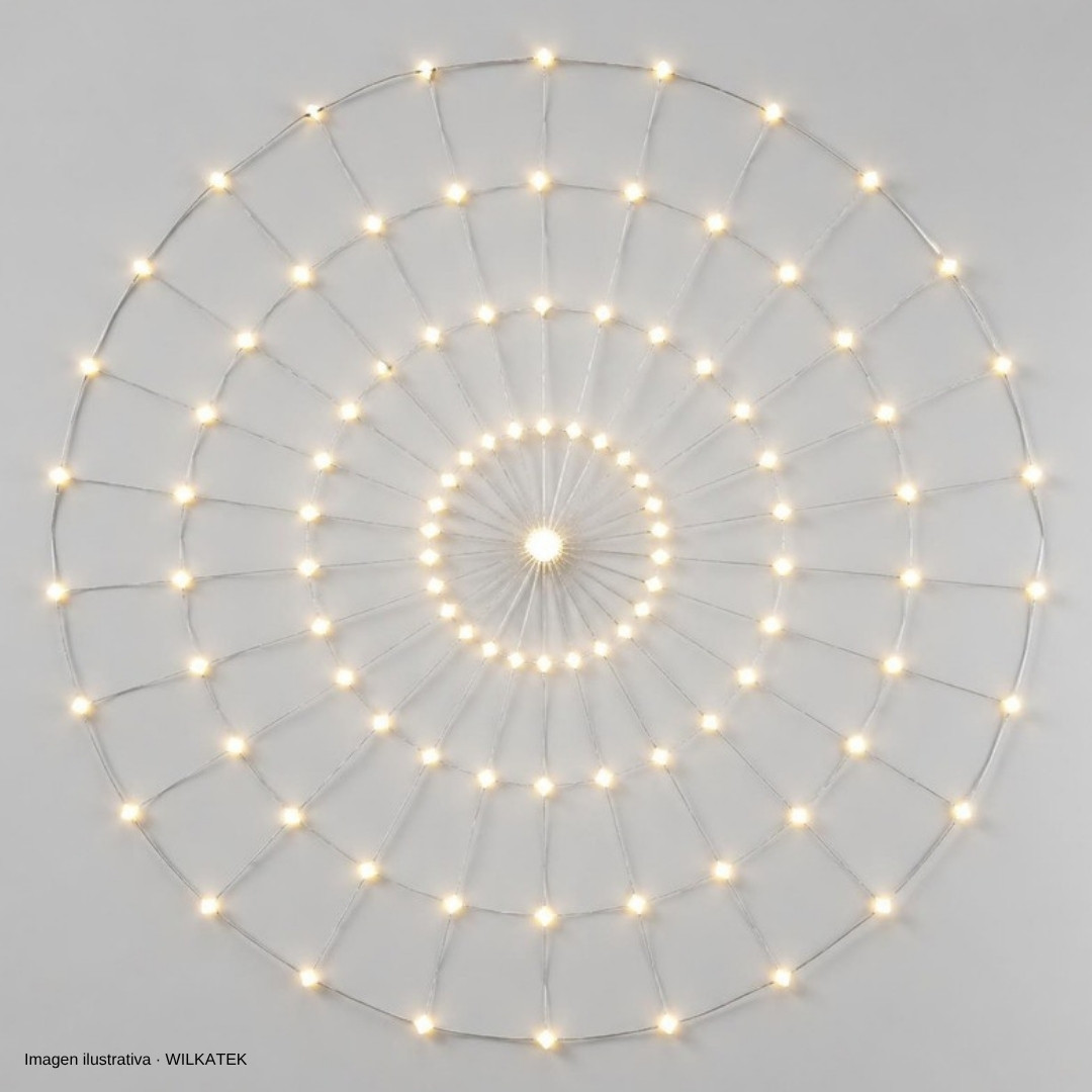 Malla araña 320 LED, cable siliconado, 8 vías con multifunciones, 1.5M de diámetro (Caja x 48 und)
