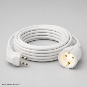 Extensión eléctrica, cable blanco, 30FT (Caja x 50 und)