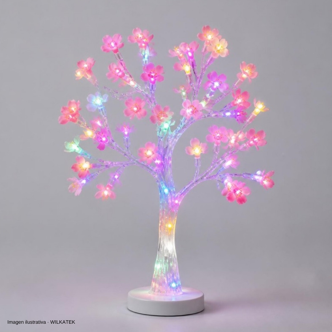 Árbol LED 2.70m tronco en acrílico y flores artificiales con flasher (Caja x 2 und)