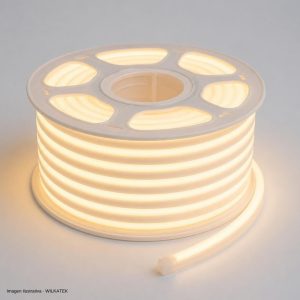 Cinta luz neon, 100 metros, dos vías, 120 LED por metro 1M/cortar,Precio de Blanco、Cálida (Caja x 1 und)