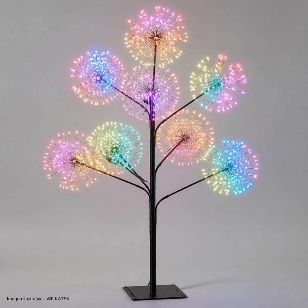 Árbol de 20 fuegos artificiales 2100 LED Luz inteligente 16 colores 2.70m con aplicación (Caja x 1 und)