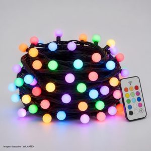 Lineal de 100 LED, con bolita, 10 metros, cable siliconado, 7 colores al mismo tiempo (Caja x 50 und)