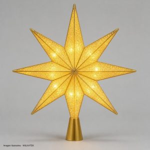 Estrella para árbol de 16cm, de 8 puntas, dorado (Caja x 40 und)