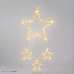 Colgante para puerta, ventana o balcon de 40x90cm: Estrella grande con 3 estrellas (Caja x 30 und)