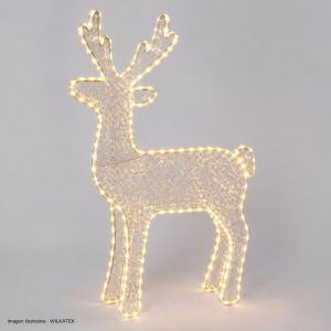 Reno de 40 cm en acrílico con cable flexible, 48 LED y 8 funciones (Caja x 40 und)