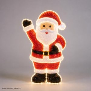 Papá Noel de 40 cm en acrílico con cable flexible, 50 LED y 8 funciones (Caja x 40 und)