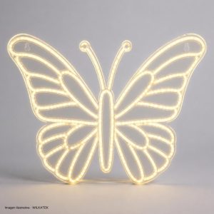 Mariposa de 40 cm en acrílico con cable flexible, 48 LED y 8 funciones (Caja x 40 und)