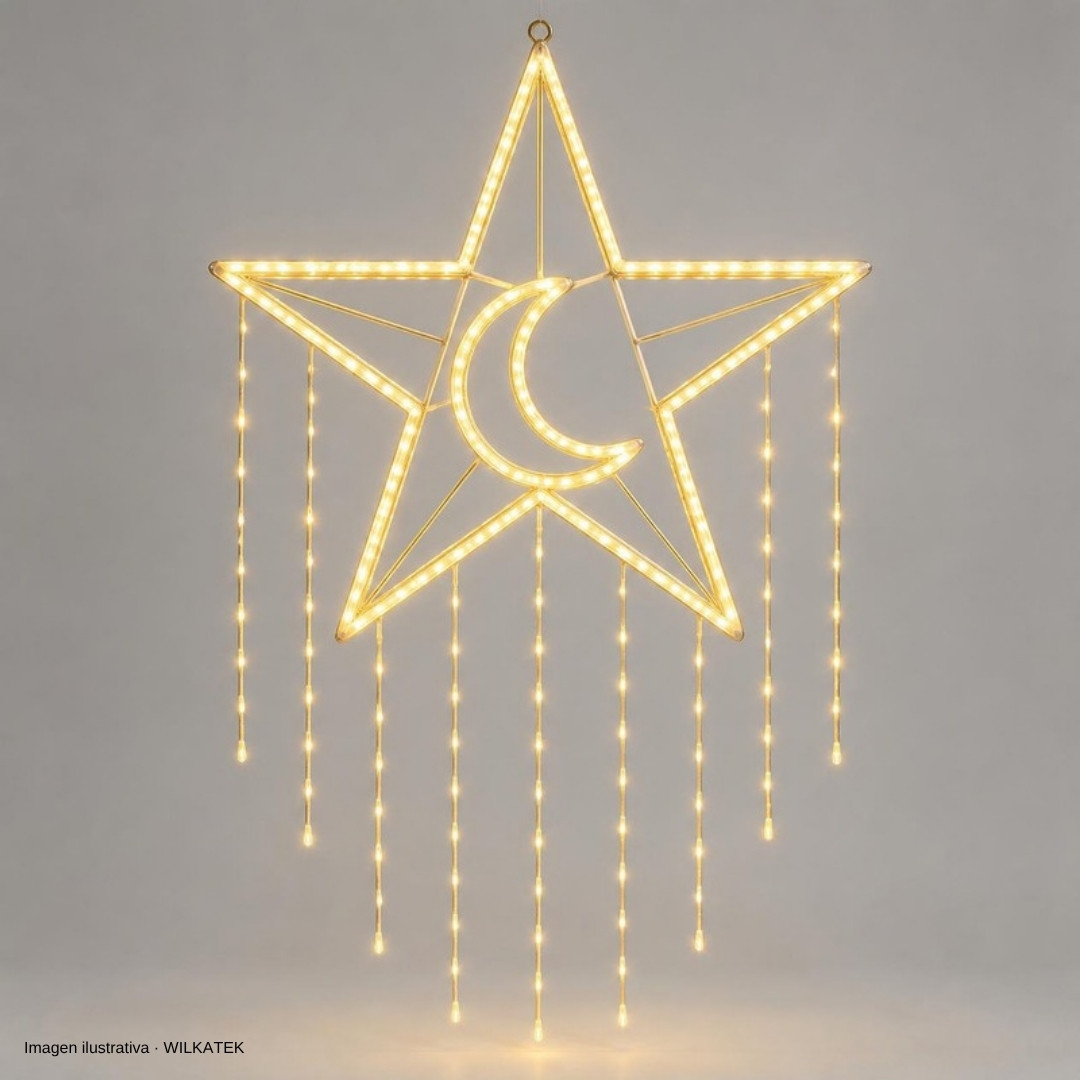 Estrella de cinco puntas + Luna, 10 tiras, 3 metros (Caja x 40 und)