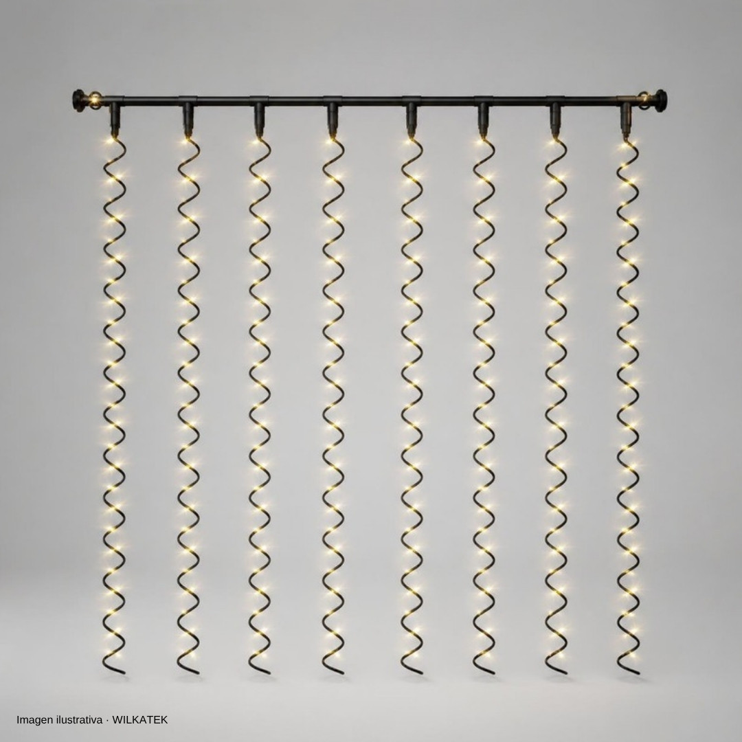 Cortina 3X1m 400 LED, Luz inteligente, cable flex espiral con continuidad de rosca (Caja x 30 und)