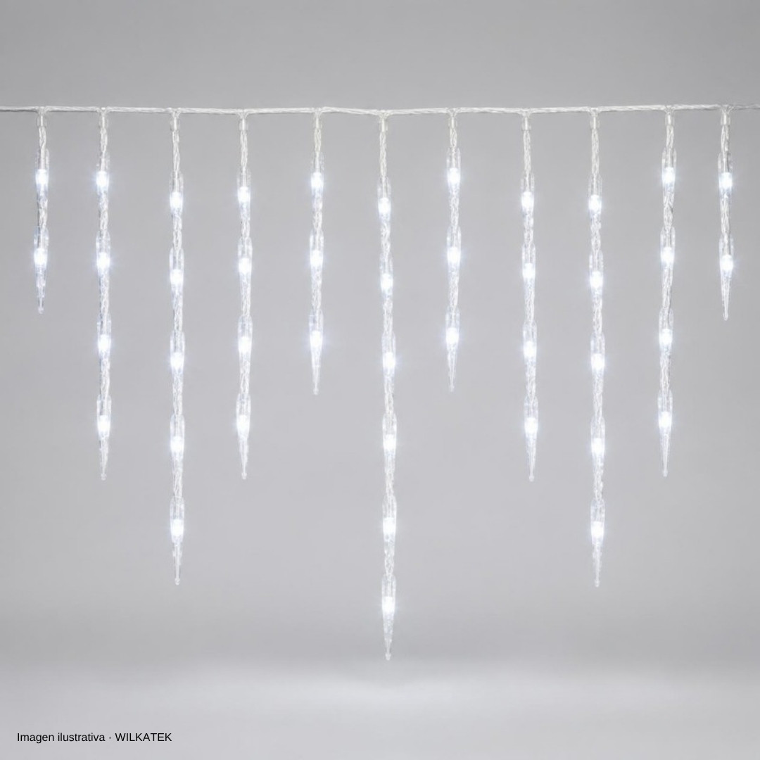 Lluvia de 180 LED, cable siliconado, 6 metros, con conectador de rosca, luz fija,apto (Caja x 60 und)