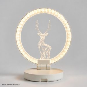 Aro plegable en acrílico 50 LED, 32 cm con figura reno en el centro (Caja x 50 und)