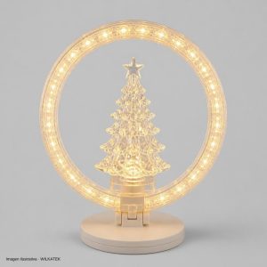 Aro plegable en acrílico 50 LED, 32 cm con figura árbol en el centro (Caja x 50 und)
