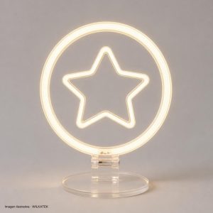Aro plegable en acrílico 50 LED, 32 cm con figura estrella en el centro (Caja x 50 und)