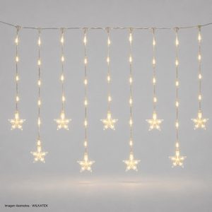 Lluvia de estrella de acrílico de 80 LED, cable siliconado, 3 metros x 8 estrellas (Caja x 50 und)