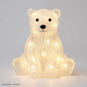 Oso polar sentado en acrílico, 80 LED, tamaño: 52x24x33, Luz fija, de enchufe (Caja x 2 und)