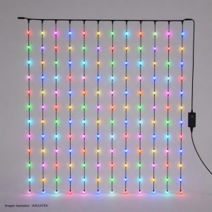 Cortina 180 LED, cable siliconado, con bolita, 7 vías, 3x1 metro, con continuidad (Caja x 30 und)
