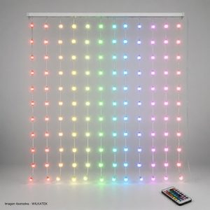 Cortina de 160 LED, 2x1.5 metros, 7 colores al mismo tiempo, con 70 funciones (Caja x 50 und)