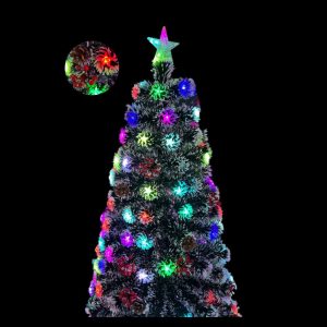 Árbol de fibra óptica – verde con flores de colores (WK-AFO-018)