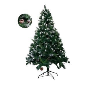 Árbol verde con puntas nevadas y piñas (WK-ARN-005)