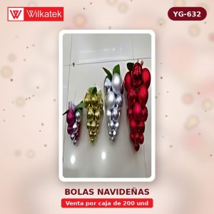 Bola de navidad 3-5CM, Racimo de uva, surtidas Oro 30, Plateado 20, Azul 10, verde10,… (Bolsa x 200 und)