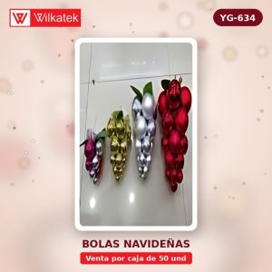 Bola de navidad 3-7CM, racimo de uva , oro 8, plateado 5, azul2, verde2, rosa3, rojo5,… (Bolsa x 50 und)