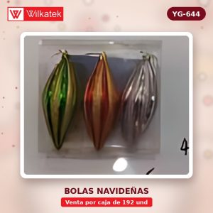 Bola de navidad 4.5*12CM espiral Oro plateado rojo azul verde rosa surtido (3 unidades por caja x 192 und)