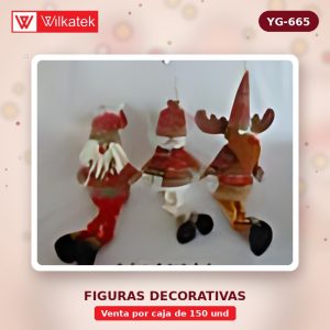 Adorno Peluche navideno pies cruzadoss, 48 a 58 Cm, Papa noel, Reno y Muneco de nieve (Opp x 150 und)