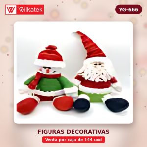 Adorno Peluche navideno sentaod, 10Cm, Papa noel y Muneco de nieve (Opp x 144 und)