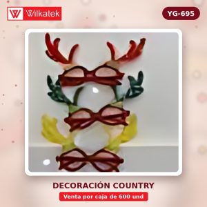 Gafas reno tamano: 21x14, color dorado con rojo, 12 unidades en una bolsa opp (Individual x 600 und)