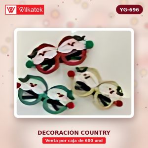 Gafas papa noel tamano: 18x9, color dorado con rojo, 12 unidades en una bolsa opp (Individual x 600 und)