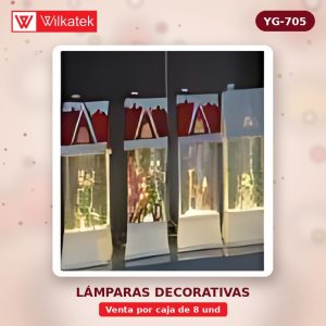 NUEVO:Lampara en forma de casa,luz calida,surtido en 4 modelos,tamaño18.5x9x24cm,con 3… (Envuelto en espuma x 8 und)
