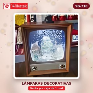 Televisor con luz, nieve y musica. Tamano: 38,5x20x53cm y conector directo a luz. (Empacado con icopor x 1 und)
