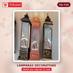 NUEVO: Lampara con reno luz calida medida 10.5x10.5x27 (Empacado con icopor x 12 und)