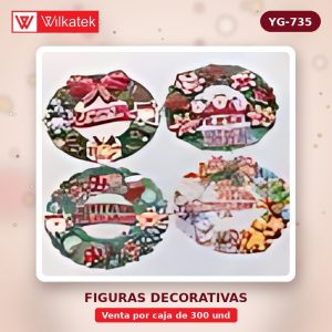 NUEVO: Corona de papel navideña,medida 40Cm,4 modelos surtidos. (Opp x 300 und)