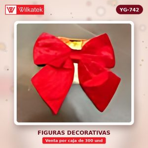 NUEVO: Moño de terciopelo, medidas 20CM,Dorado30%,rojo30%,plateado15%,palo de… (Opp x 300 und)