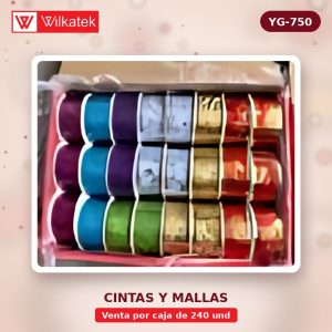 Cinta 3.8 cm 3 yardas 2.7 metros Modelo estrella de cinco puntas, copos de nieve, Reno… (Caja x 240 und)