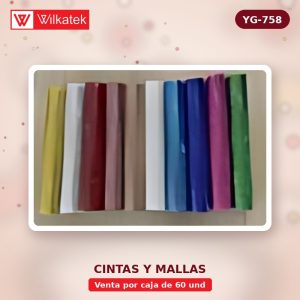 Malla Espejo, 26 CM, 52 lineas brillantes, 6,5 yardas, Colores surtidos: 8 Dorado, 8… (Bolsa x 60 und)
