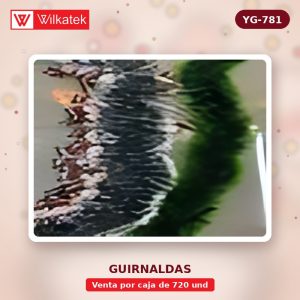 NUEVO: Girnalda de 2 metros x 9cm. punta blanca 40 docenas y punta verde 20 docenas.… (Racimo x 720 und)