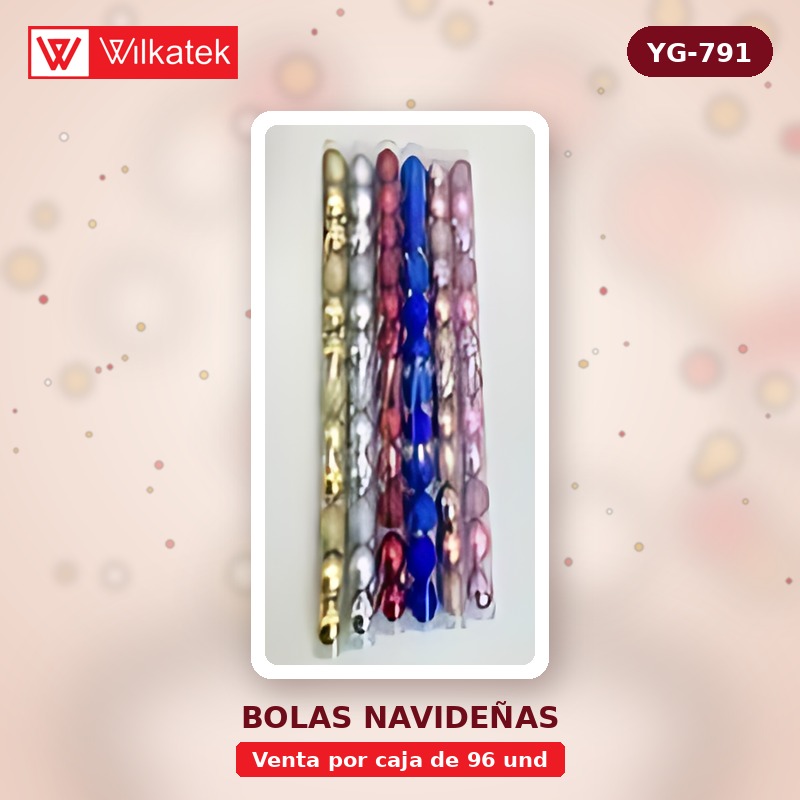 NUEVO: Bola navidena 5cm, 12 bolas por tubo, surtido en escarcha, mate y… (12 und/tubo x 96 und)