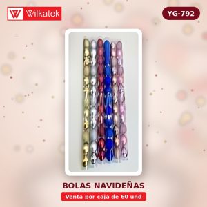 NUEVO: Bola navidena 6cm, 12 bolas por tubo, surtido en escarcha, mate y… (12 und/tubo x 60 und)