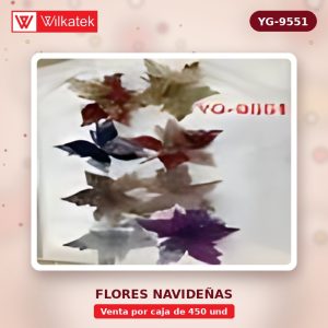 30CM (25CM) Arreglo de flores navideñas, 3 flores doradas, 4 flores plateadas, 2… (Opp x 450 und)