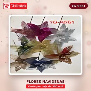 Arreglo floral navideño de 35 CM, hilo de tela e hilo de red, 3 dorados, 4 plateados,… (Opp x 300 und)